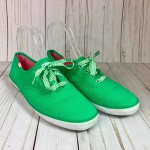 Keds Green Canvas Gingham Lace up Sneakers